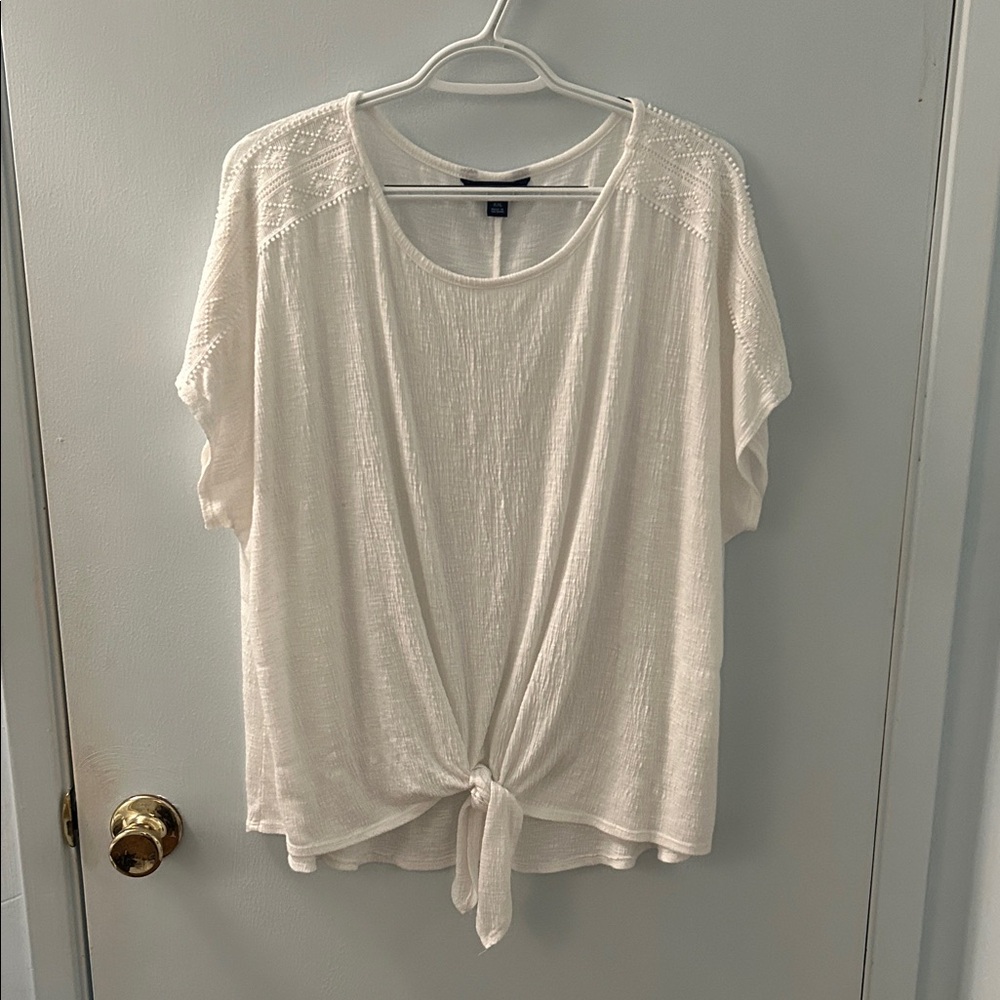 Apt. 9 White Short-Sleeve Tie-Front Top